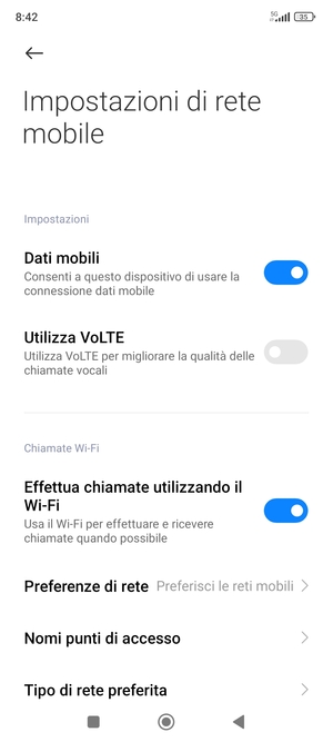 Seleziona Nomi punti di accesso
