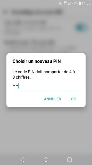 Saisissez votre Nouveau code PIN de la carte SIM et sélectionnez OK