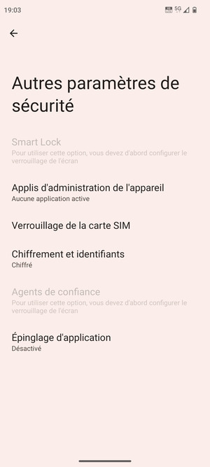 Sélectionnez Verrouillage de la carte SIM