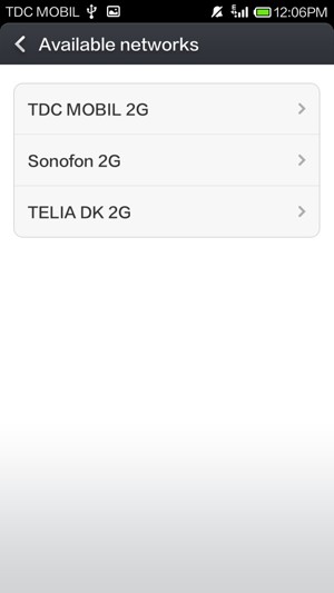 Select a network operator from the list
