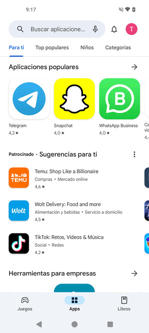 Seleccione la barra de Búsqueda