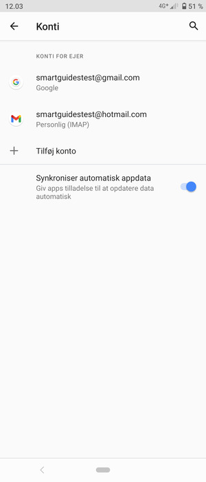 Vælg din Google konto