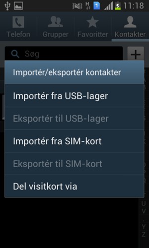 Vælg Importér fra SIM-kort