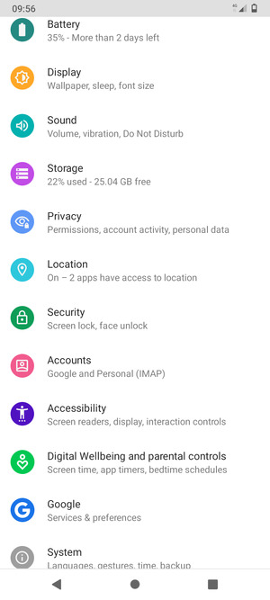 Scroll to and select Security