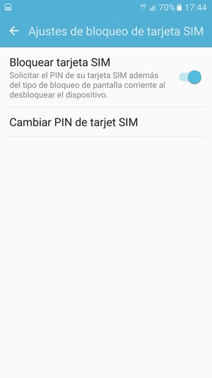 Seleccione Cambiar PIN de tarjet SIM