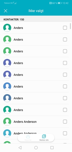 Kryss av i Marker alle avkrysningsboksen