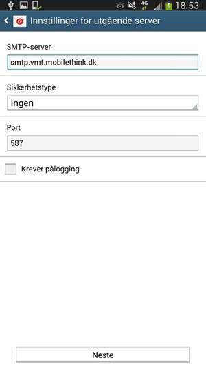 Fjern krysset i avkrysningsboksen Krever pålogging og velg Neste