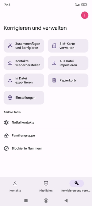 Wählen Sie SIM-Karte verwalten