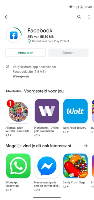Wacht tot het installatieproces beëindigd is