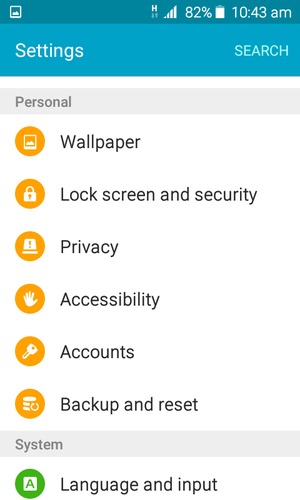 Scroll to and select Accounts