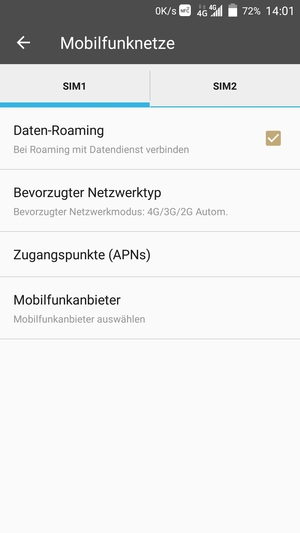 Schalten Sie Daten-Roaming an oder aus