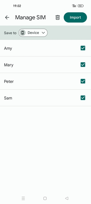 Select the v button