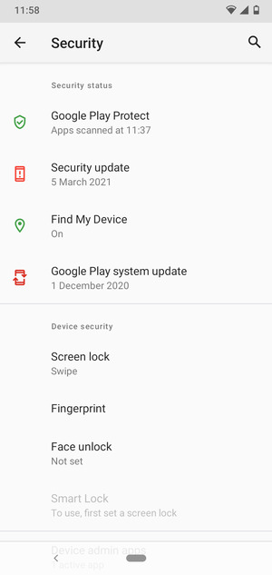 Select Screen lock