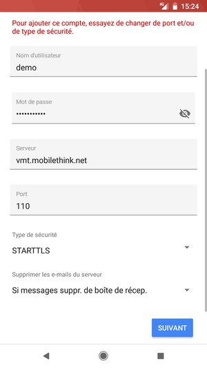 Sélectionnez Type de sécurité