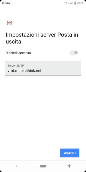 Disattiva Richiedi accesso e seleziona AVANTI