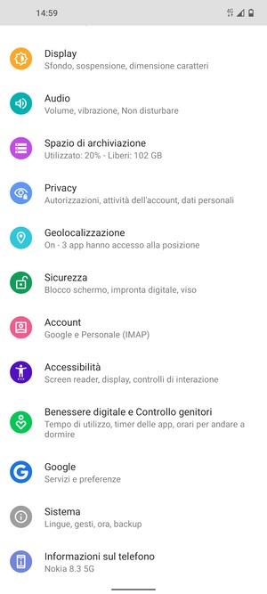 Scorri e seleziona Account