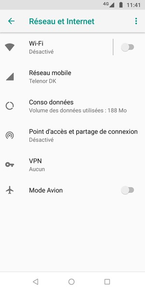 Sélectionnez Réseau mobile
