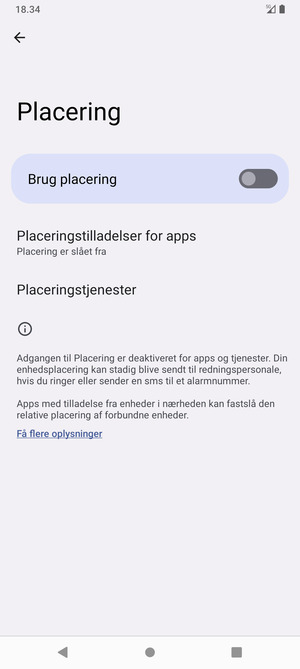 Slå Brug placering fra