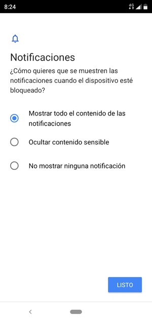 Seleccione la opción deseada y seleccione LISTO