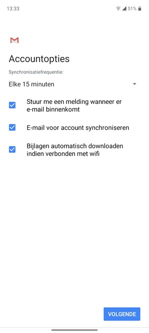 Selecteer VOLGENDE