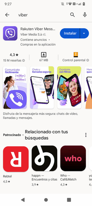 Seleccione la aplicación