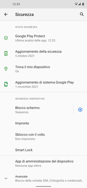 Il tuo telefono è ora protetto dal blocco schermo