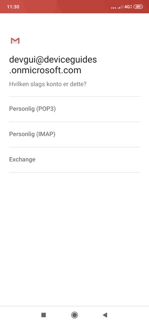 Vælg Exchange