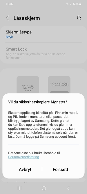 Velg ønsket alternativ