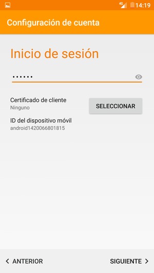 Introduzca su contraseña y seleccione SIGUIENTE