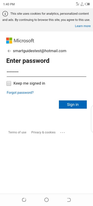 Enter your password and select Sign in