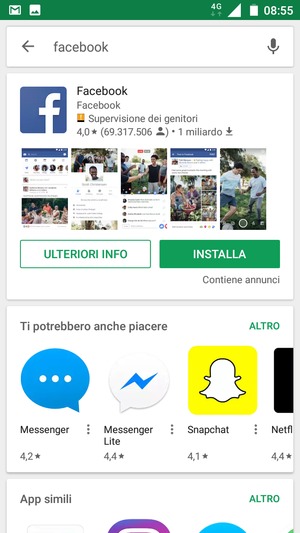 Seleziona l'applicazione