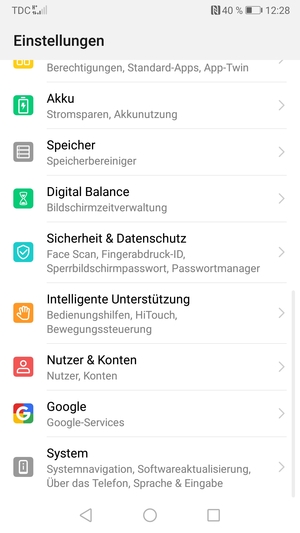 Scrollen Sie und wählen Sie System