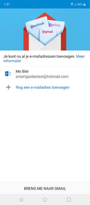 Selecteer BRENG ME NAAR GMAIL