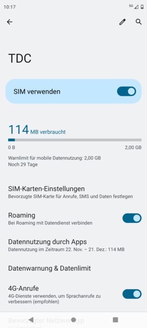Schalten Sie Roaming an oder aus