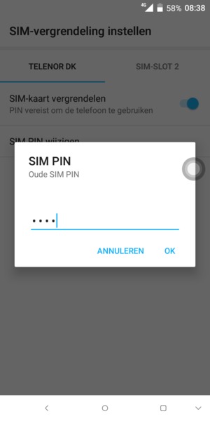 Voer uw Oude SIM PIN in en selecteer OK