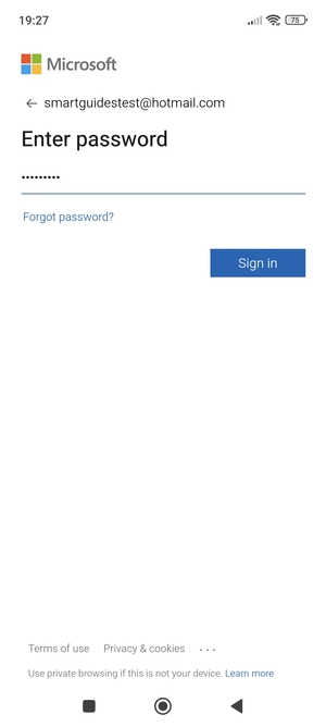 Enter your  Hotmail password and select Sign in