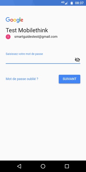 Saisissez votre mot de passe et sélectionnez SUIVANT