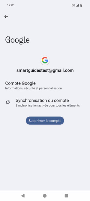 Sélectionnez Synchronisation du compte