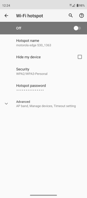 Select Hotspot password