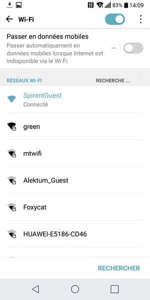 Vous êtes maintenant connecté au réseau Wi-Fi