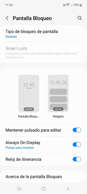 Seleccione Tipo de bloqueo de pantalla