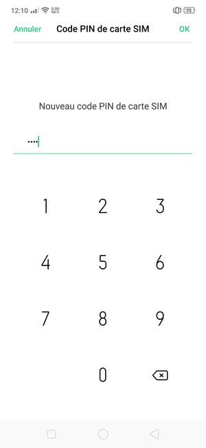 Saisissez votre Nouveau code PIN de carte SIM et sélectionnez OK