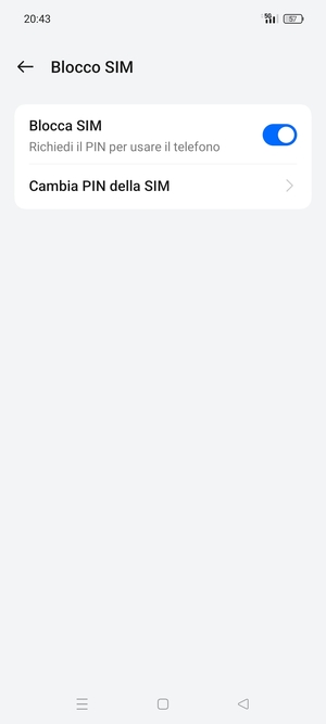 Seleziona Cambia PIN della SIM