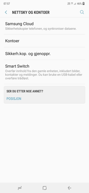 Gå tilbake til Kontoer og sikkerhetskopi-menyen og velg Kontoer