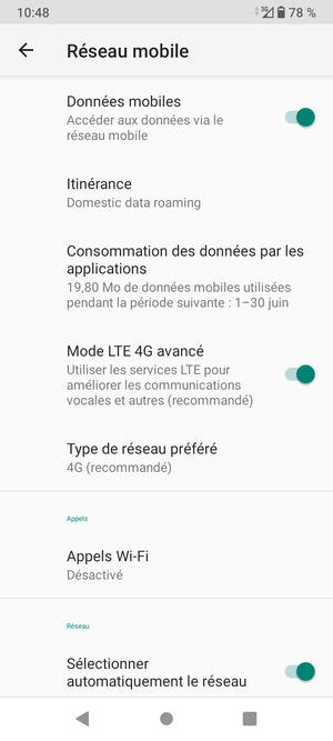 Sélectionnez Type de réseau préféré
