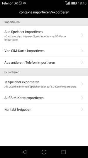 Wählen Sie Von SIM-Karte importieren