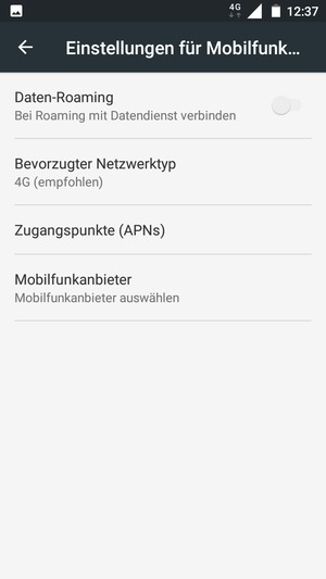 Wählen Sie Bevorzugter Netzwerktyp