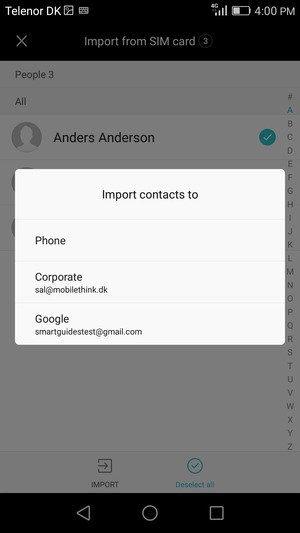 Select your Google account