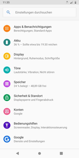 Scrollen Sie und wählen Sie Sicherheit und Standort