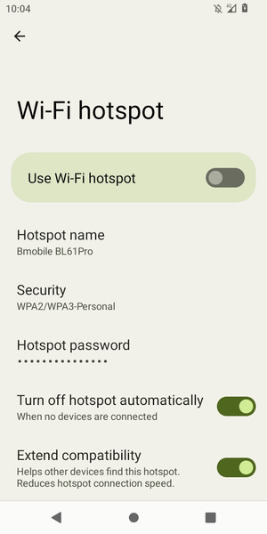 Select Hotspot password